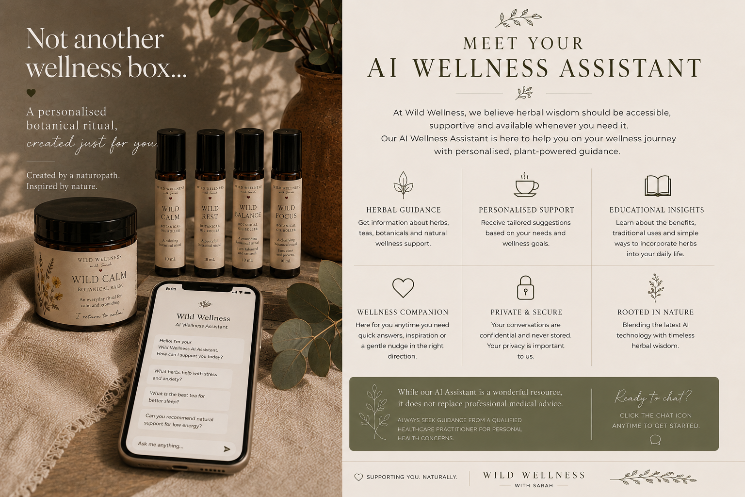 Meet your AI Wellness Assistant — herbal guidance and educational insights from Wild Wellness with Sarah